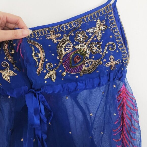 Matthew Williamson Beaded Blue Sleeveless Fairy Top Size 10 Medium b170 - Picture 5 of 7